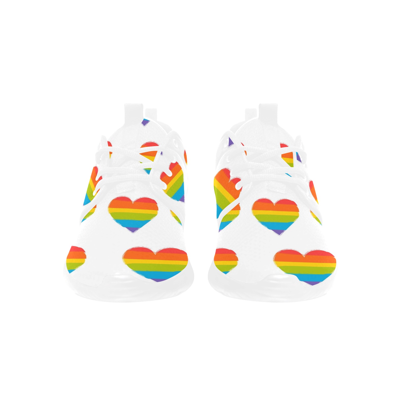 Gay Pride Hearts Women's Pull Loop Sneakers (Model 02001)