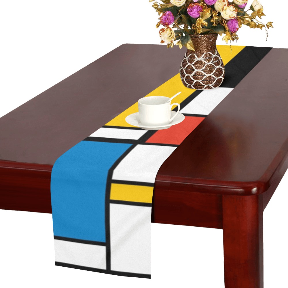 Mondrian De Stijl Modern Table Runner 14x72 inch
