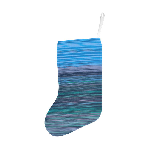 Abstract Blue Horizontal Stripes Christmas Stocking (Without Folded Top)