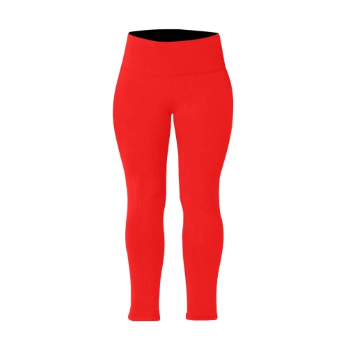 Merry Christmas Red Solid Color Women's Extra Plus Size High Waist Leggings (Model L45)