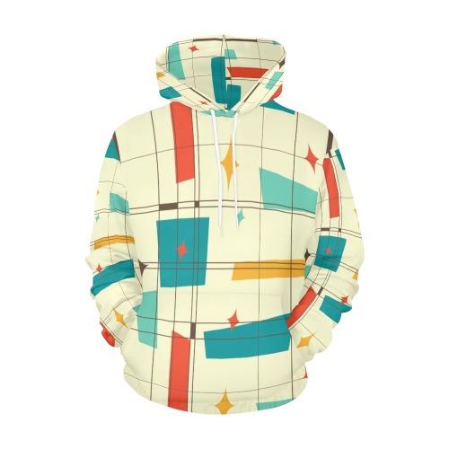 Retro Mod Mid Century All Over Print Hoodie for Women (USA Size) (Model H13)