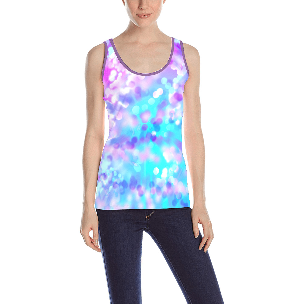 Purple And Blue Bokeh 7518 All Over Print Tank Top for Women (Model T43)