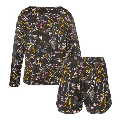 Dark brushstrokes ABS Women's Long Sleeve Scoop Neck Short Pajama Set