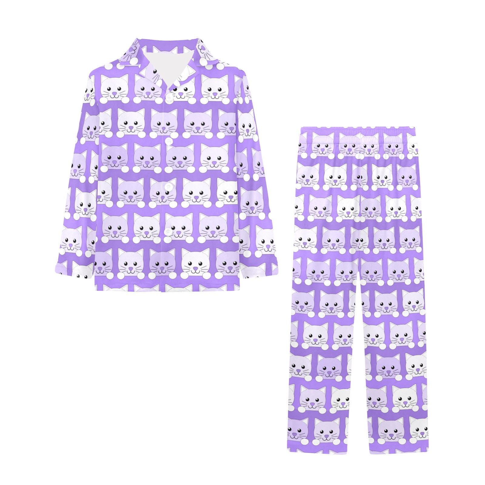 Kittens - Lavender Little Girls' V-Neck Long Pajama Set
