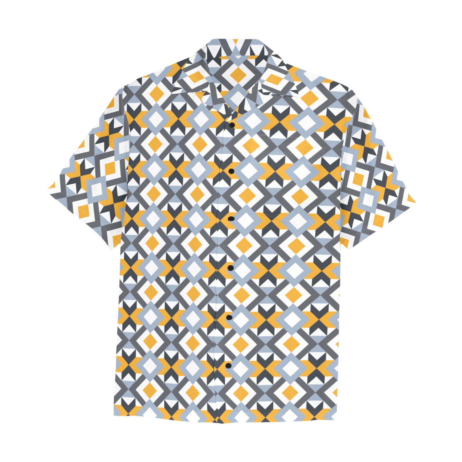Retro Angles Abstract Geometric Pattern Hawaiian Shirt with Chest Pocket (Model T58)
