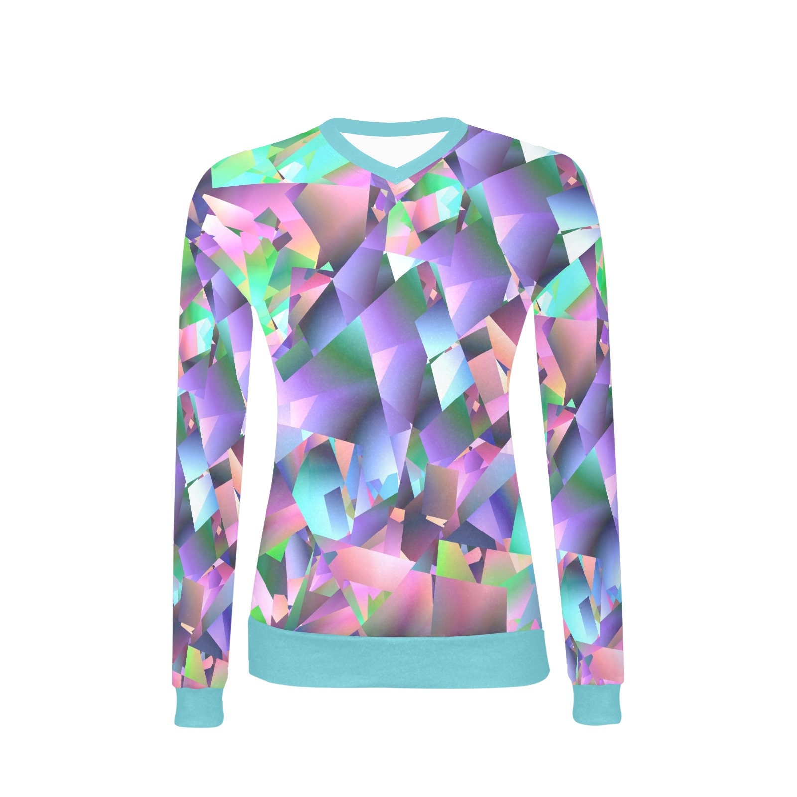 Scattered Colors in Soft Pastels Abstract Women's All Over Print V-Neck Sweater (Model H48)