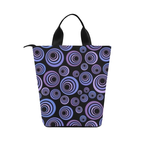 Retro Psychedelic Pretty Purple Pattern Nylon Lunch Tote Bag (Model 1670)