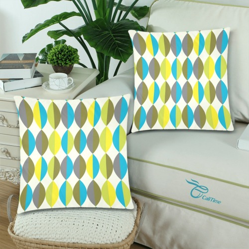 Mid Century Modern Custom Zippered Pillow Cases 18"x 18" (Twin Sides) (Set of 2)