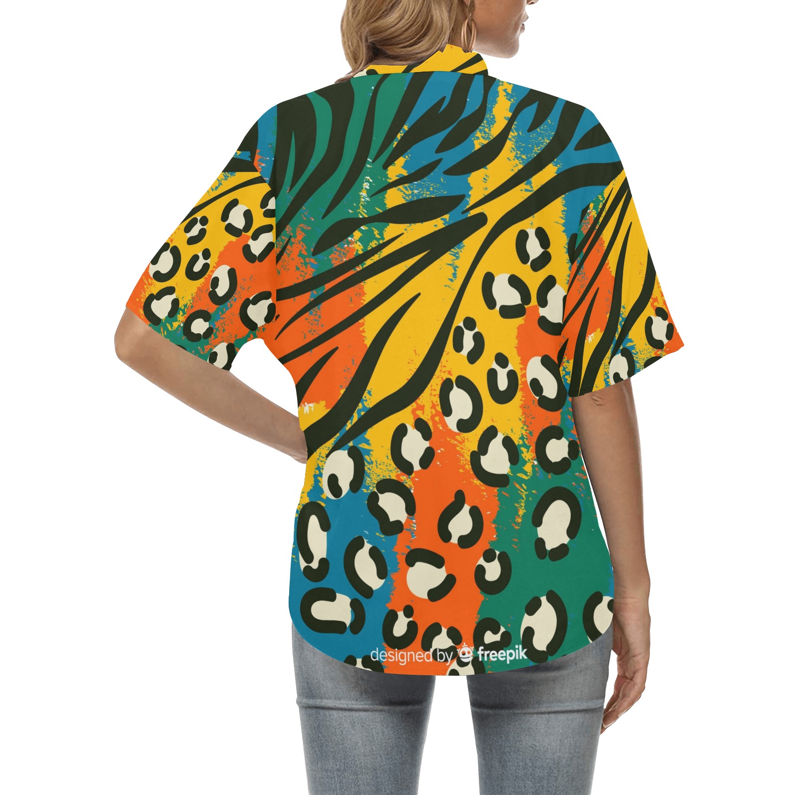 Animal Print Hawaiian Shirt All Over Print Hawaiian Shirt for Women (Model T58)