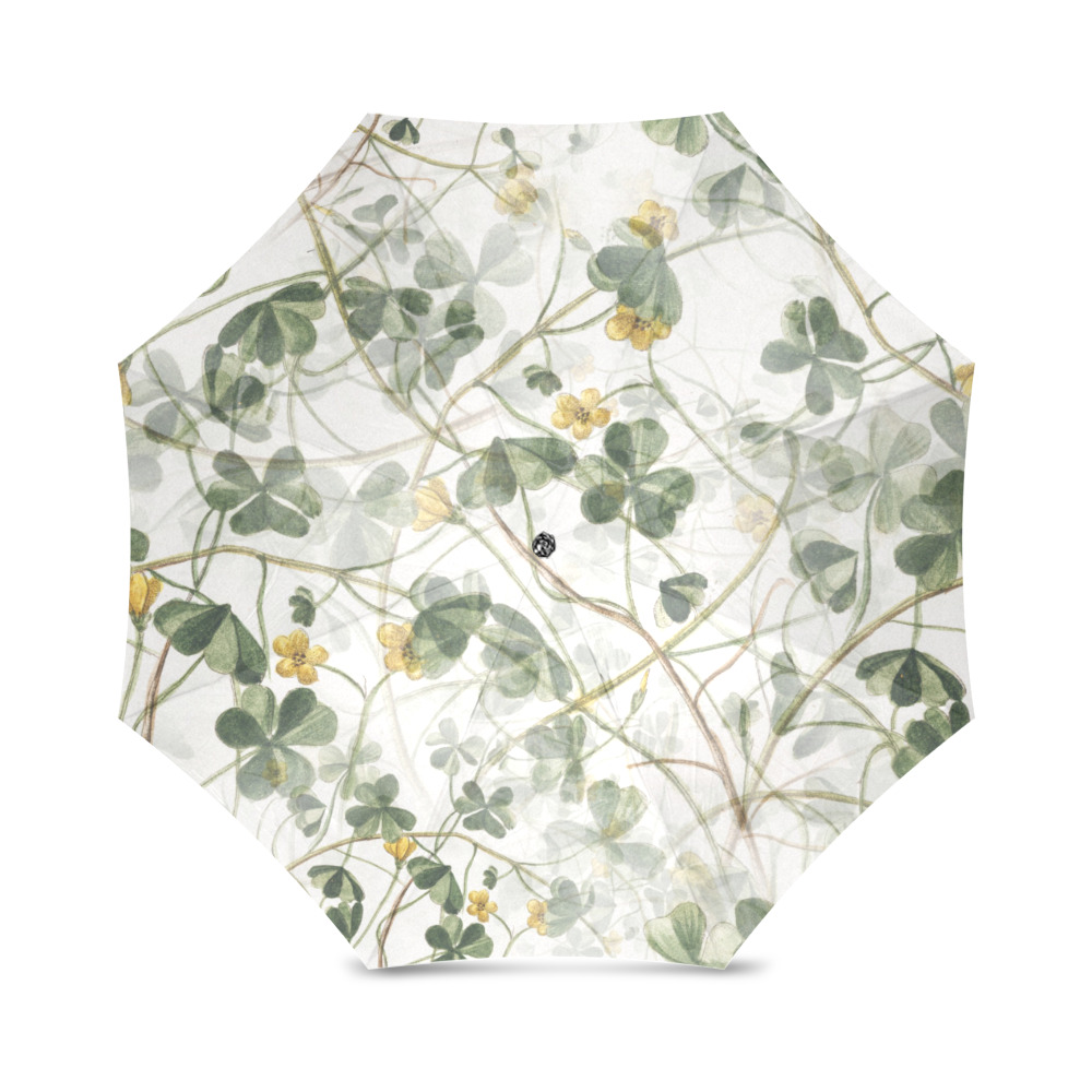 Vintage Yellow Floral Clover Foliage Plant Foldable Umbrella (Model U01)