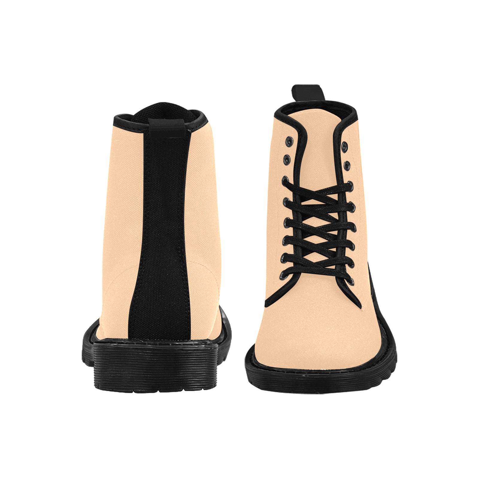 Light sand Martin Boots for Women (Black) (Model 1203H)