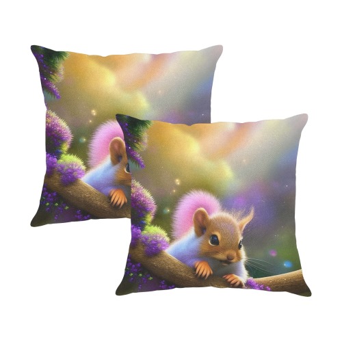 Baby Squirell Linen Zippered Pillowcase 18"x18"(One Side&Pack of 2)