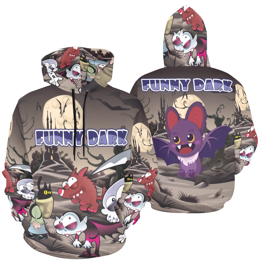 Funny Dark All Over Print Hoodie for Men (USA Size) (Model H13)