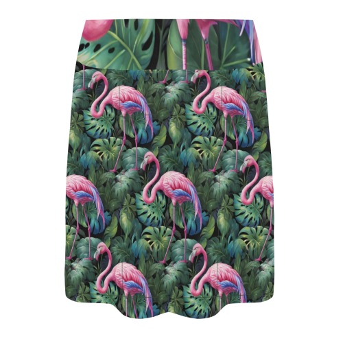 Flamingos Tropical Jungle Seamless Pattern Women's Athletic Skirt (Model D64)