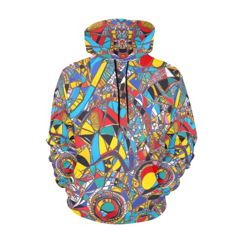 Mix of colorful geometrical shapes abstract art. All Over Print Hoodie for Women (USA Size) (Model H13)