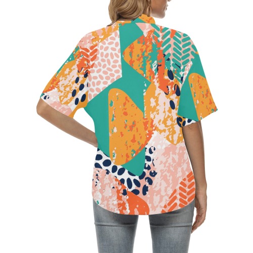 Abstract Doodles All Over Print Hawaiian Shirt for Women (Model T58)