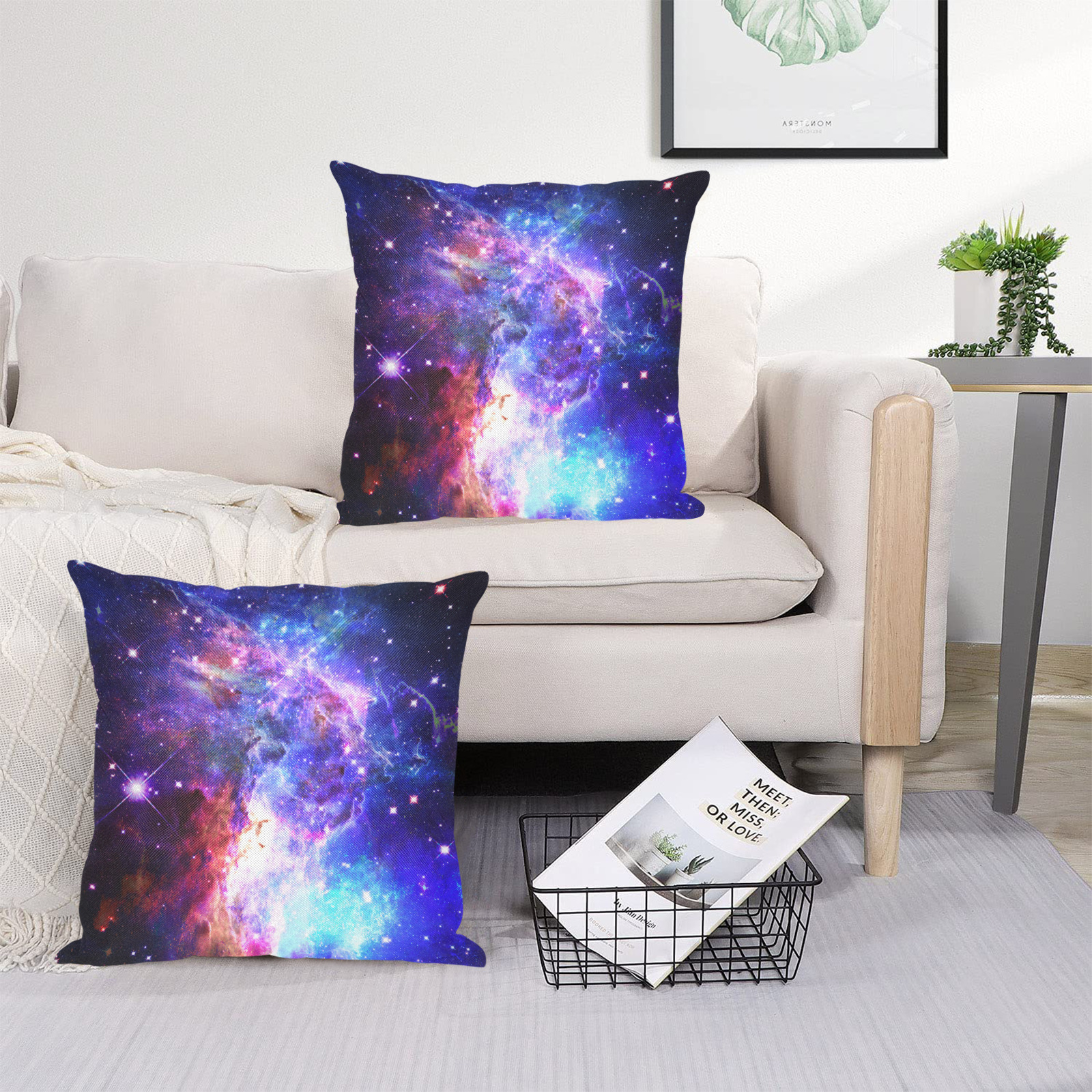Mystical fantasy deep galaxy space - Interstellar cosmic dust Linen Zippered Pillowcase 18"x18"(Two Sides&Pack of 2)