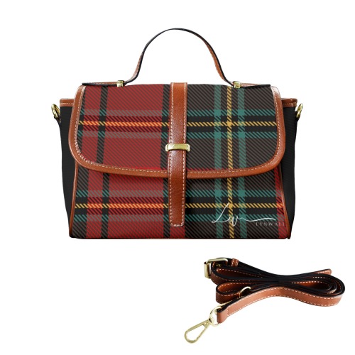 Lynwall Plaid Purse Multi-Function Satchel-Brown (Model 1740)