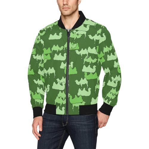 camouflaged Camels green All Over Print Bomber Jacket for Men (Model H31)