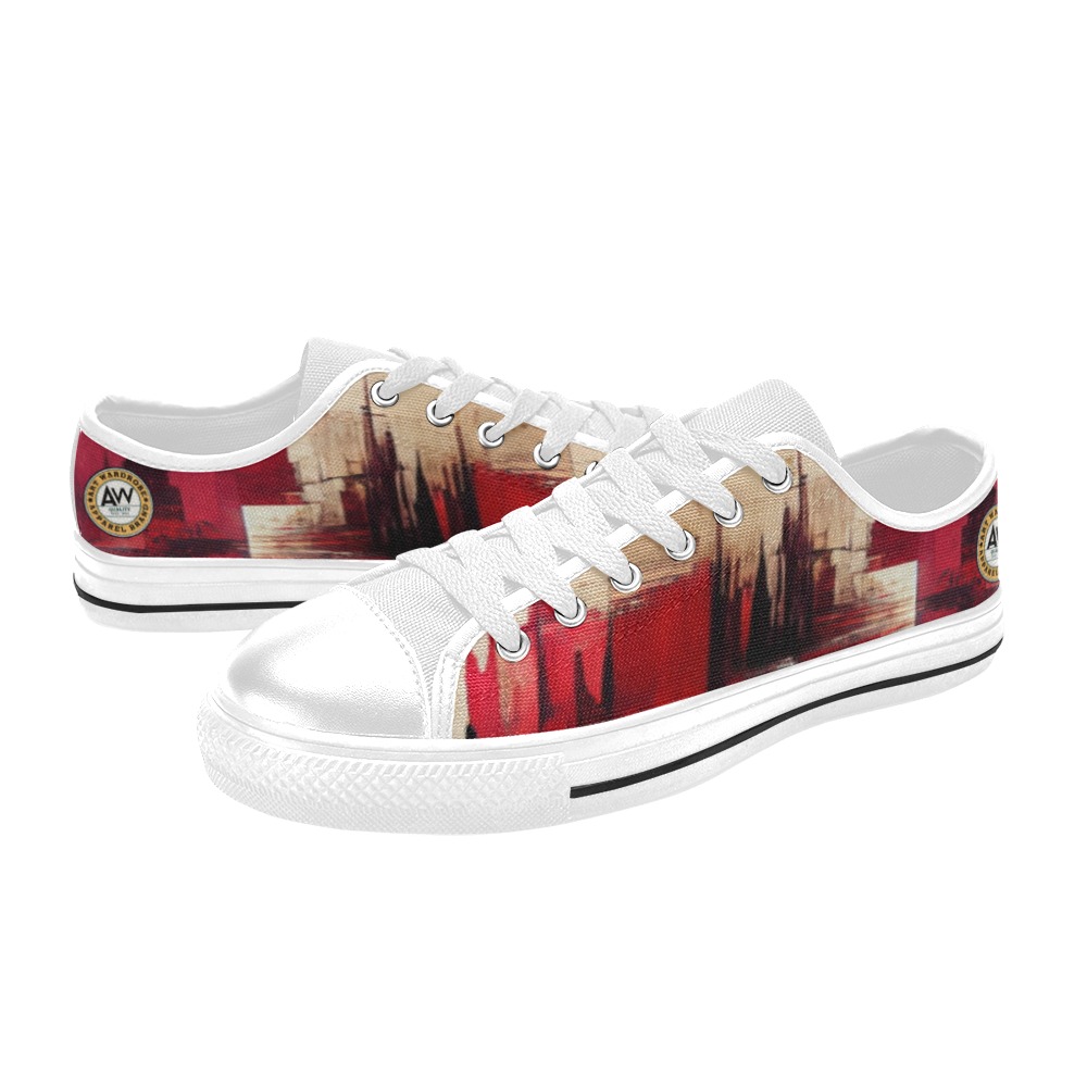 graffiti buildings red and cream 1 Women's Classic Canvas Shoes (Model 018)