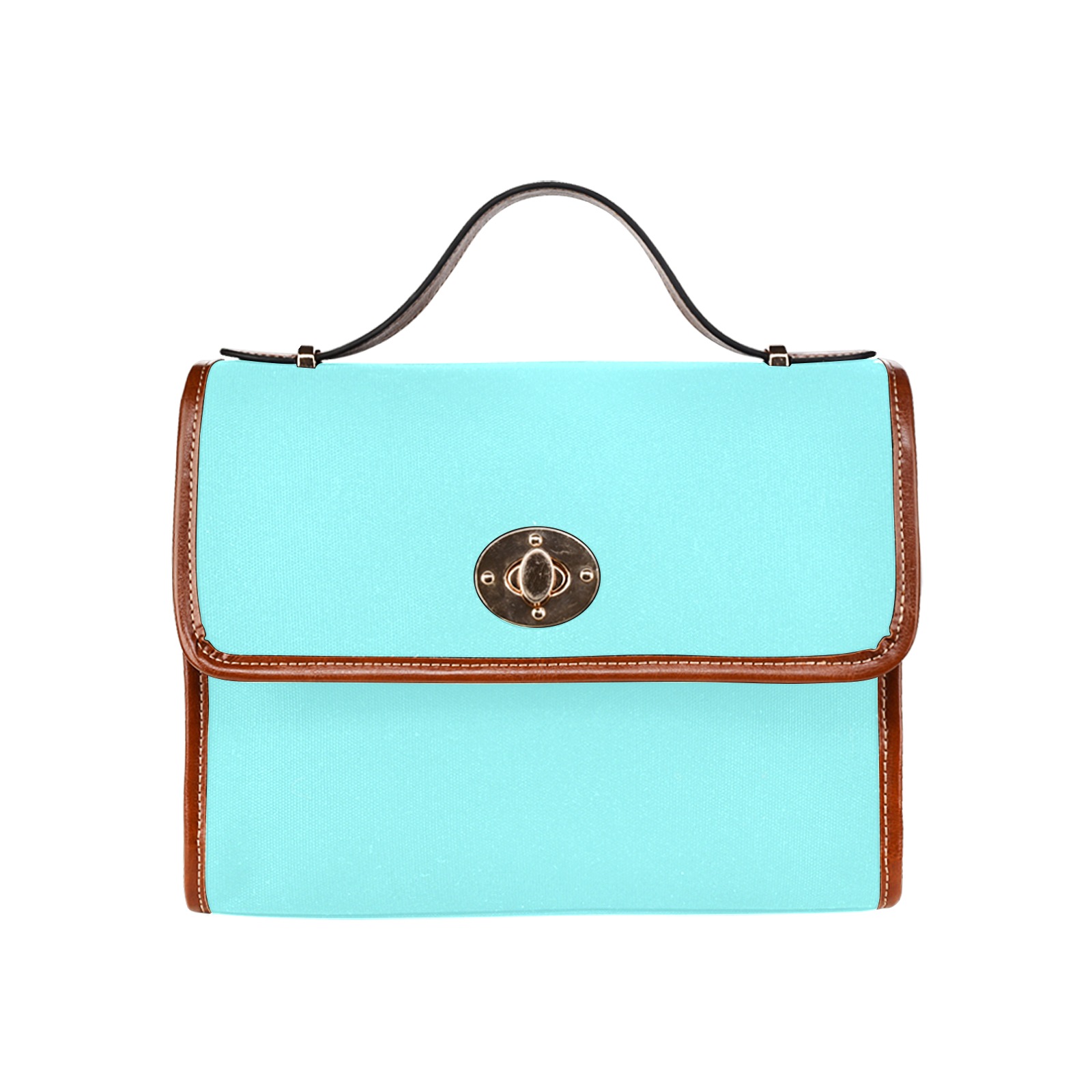 color ice blue Waterproof Canvas Bag-Brown (All Over Print) (Model 1641)