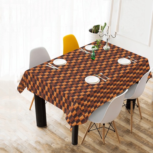 chess board repeating pattern Cotton Linen Tablecloth 60"x 84"