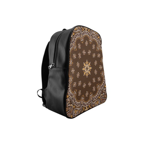 Bandanna Pattern Brown School Backpack (Model 1601)(Small)