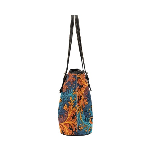 Tapestry Pattern Tote Leather Tote Bag/Large (Model 1651)