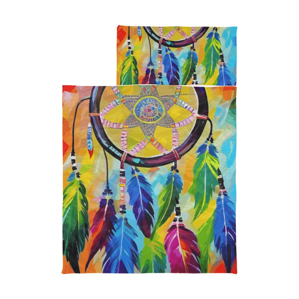 Beautiful dreamcatcher, colorful feathers art. Kids' Sleeping Bag