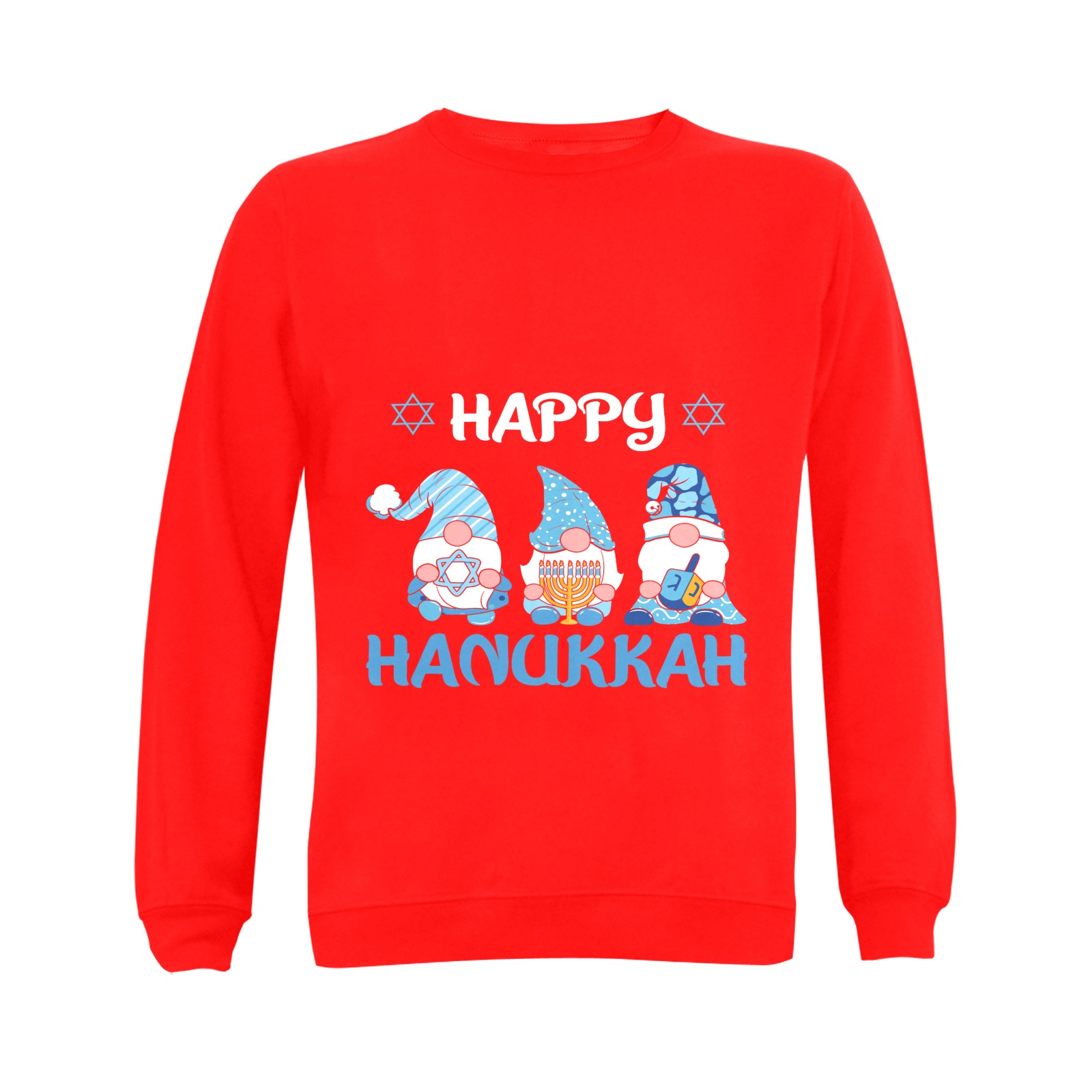 Happy Hanukah Gnomes (R) Gildan Crewneck Sweatshirt(NEW) (Model H01)