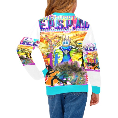 JNV REPSPACE COLORFUL SKY BLUE KIDS LONG SLEEVE(8) Girls' All Over Print Crew Neck Sweater (Model H49)
