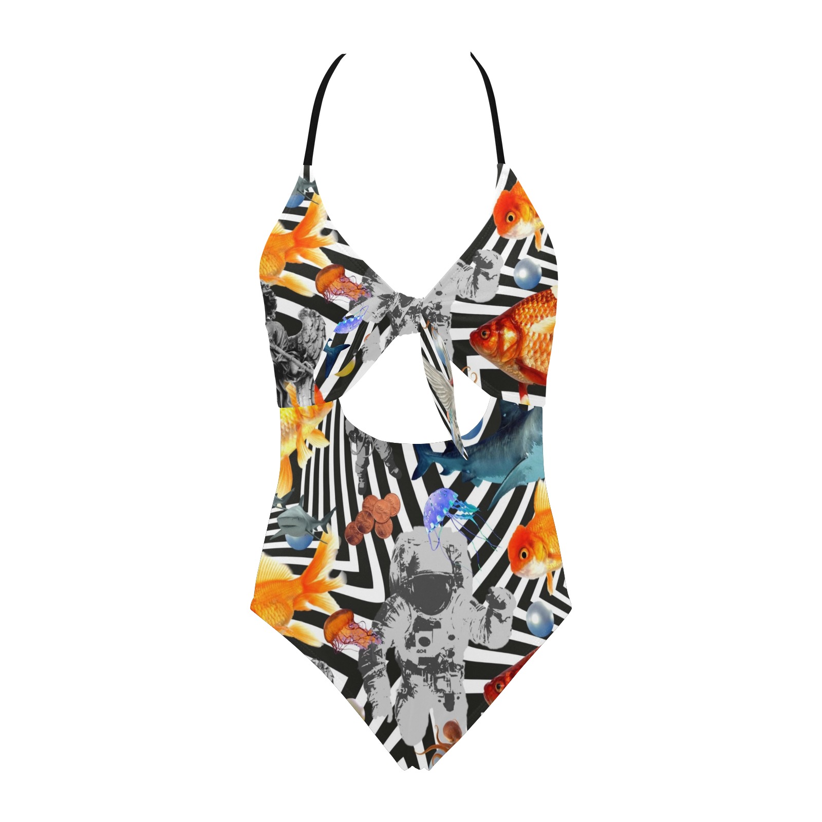 POINT OF ENTRY 2 Backless Hollow Out Bow Tie Swimsuit (Model S17)