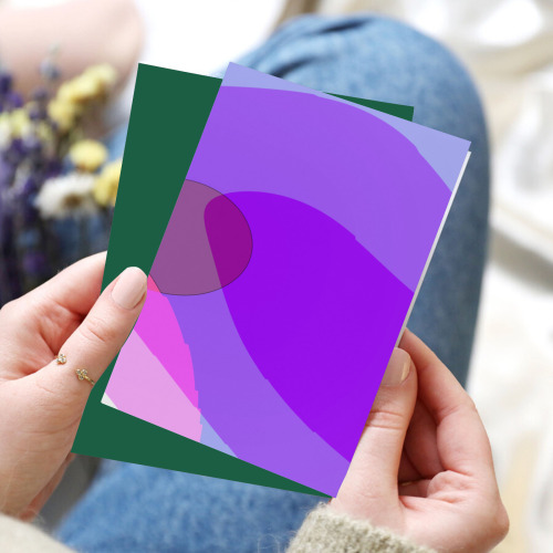 Purple Retro Groovy Abstract 409 Greeting Card 8"x6"
