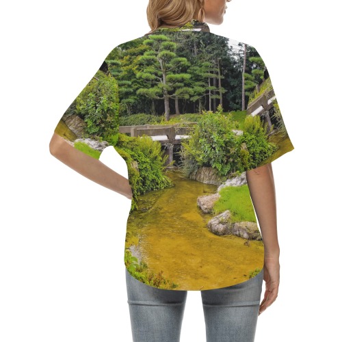 Japanese garden All Over Print Hawaiian Shirt for Women (Model T58)