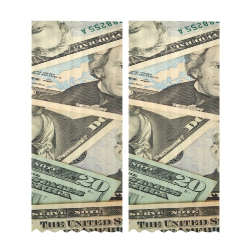 US PAPER CURRENCY Gauze Curtain 28"x95" (Two-Piece)