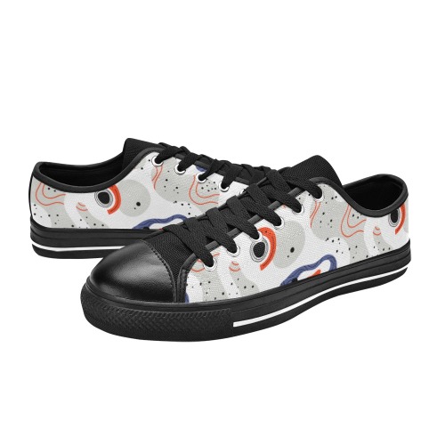 Elegant Abstract Mid Century Pattern Low Top Canvas Shoes for Kid (Model 018)
