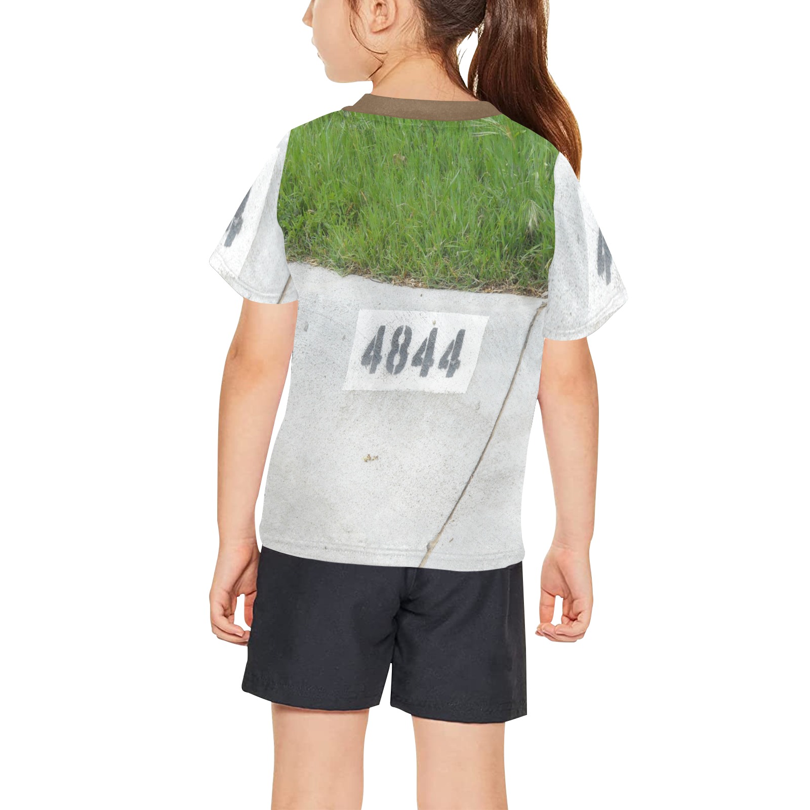 Street Number 4844 with brown collar Big Girls' All Over Print Crew Neck T-Shirt (Model T40-2)