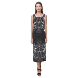 Frost at Midnight Fractal Phaedra Sleeveless Open Fork Long Dress (Model D08)