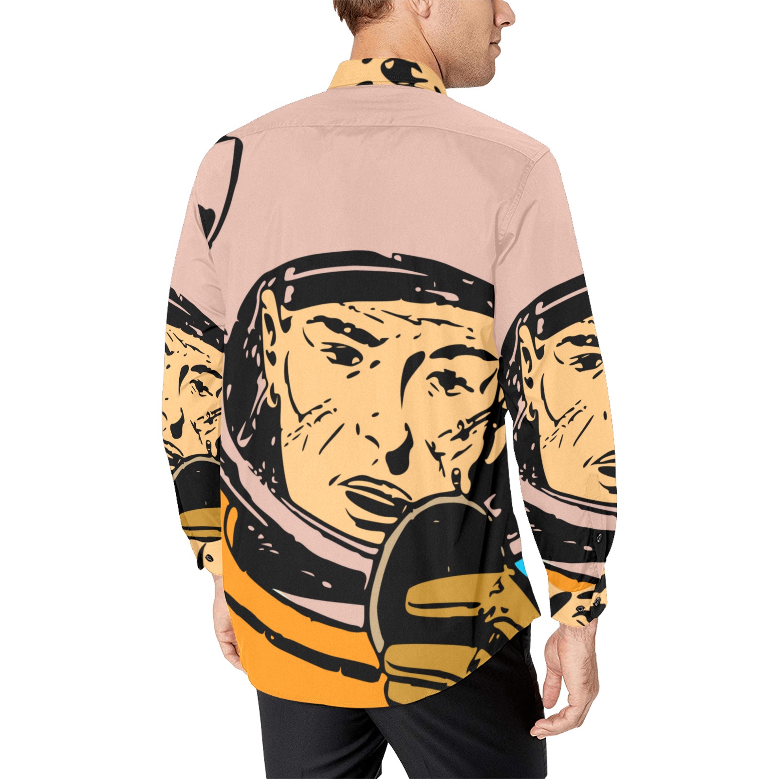 astronaut Men's All Over Print Casual Dress Shirt (Model T61)