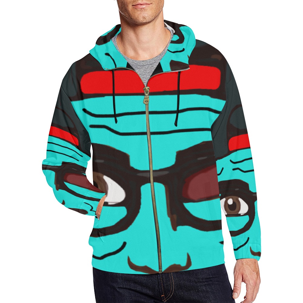 Zombifried zip hoodie All Over Print Full Zip Hoodie for Men (Model H14)