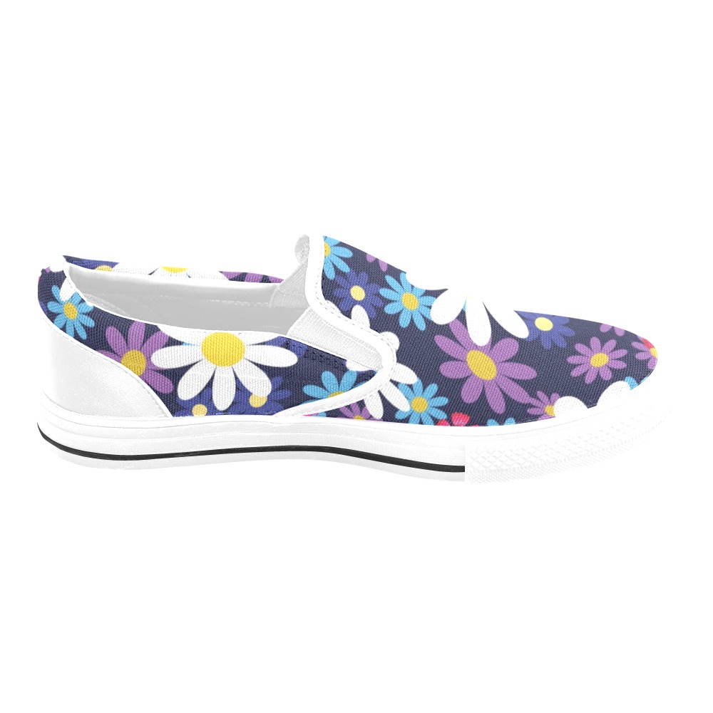 Hippy Flower Power #2 Women's Slip-on Canvas Shoes (Model 019)