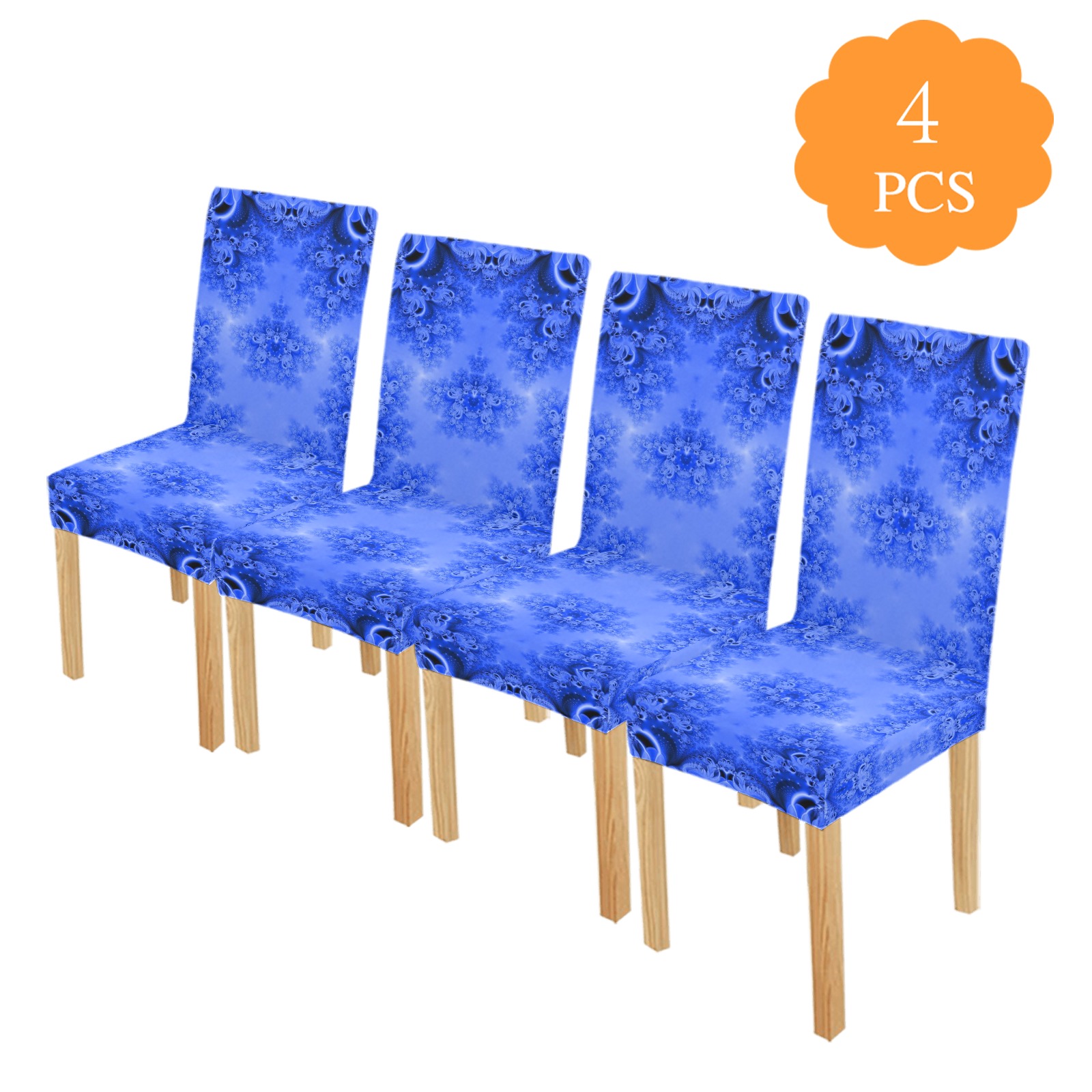 Blue Sky over the Bluebells Frost Fractal Chair Cover (Pack of 4)