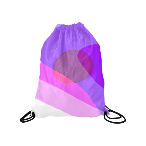 Purple Retro Groovy Abstract 409 Medium Drawstring Bag Model 1604 (Twin Sides) 13.8"(W) * 18.1"(H)