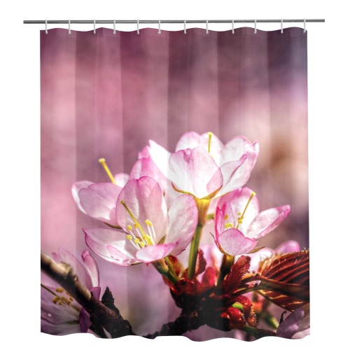 Charming pink sakura flowers. Light and shadows. Shower Curtain 72"x84"