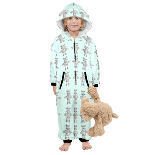 nounours 2g One-Piece Zip up Hooded Pajamas for Little Kids