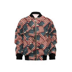 Patriotic USA American Flag Art Kids' Bomber Jacket with Pockets (Model H40)