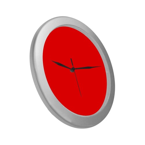 Merry Christmas Red Solid Color Silver Color Wall Clock