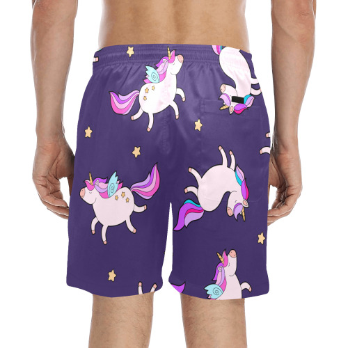 Cute Fat Unicorn Men's Mid-Length Beach Shorts (Model L51)