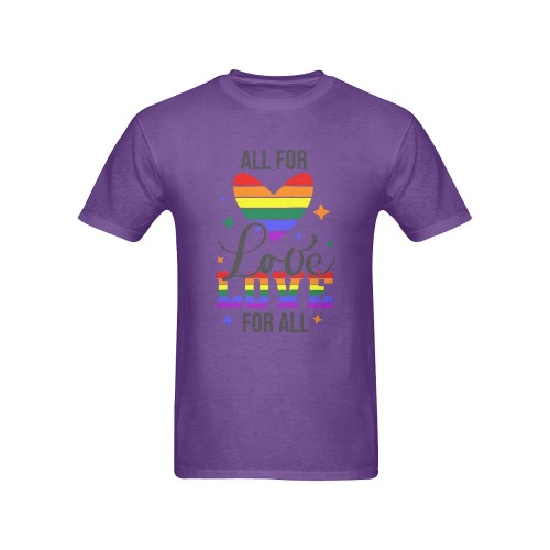 All For Love Love For All (Purple) Men's T-Shirt in USA Size (Front Printing Only)