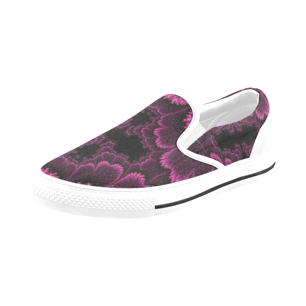 Lacy Fern Fronds at Twilight Women's Slip-on Canvas Shoes (Model 019)